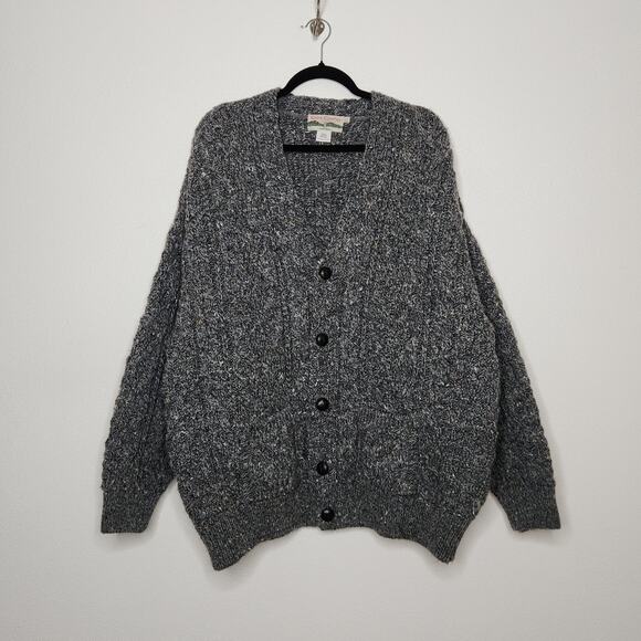 Vintage Celtic Country Ireland Wool Fisherman Cable Knit Cardigan Sweater XL - Picture 2 of 6